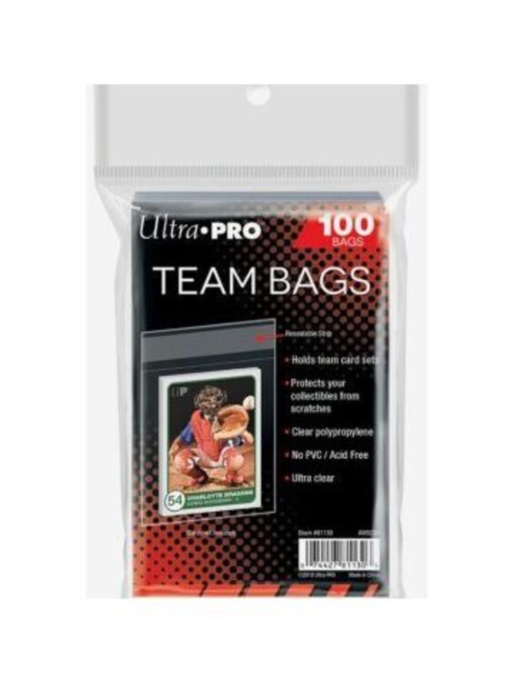 Ultra Pro Team Bags Resealable Sleeves 100ct